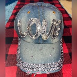 Denim “LOVE” Studded Baseball Cap